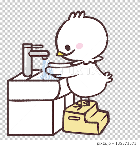 一隻白鳥洗手的插圖 135573373