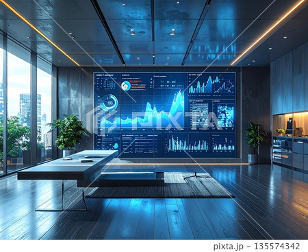 【AI生成画像】最先端IT企業　大型ITパネルの配置イメージ 135574342