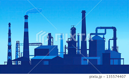《AI画像》青空の工場地帯 135574407