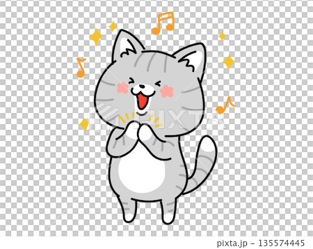 Amazing! The cat claps in delight 135574445