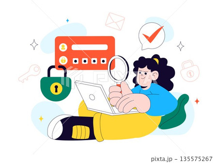 Cybersecurity Awareness Campaign Vector Illustration Featuring Digital Safety, Data Protection, And Online Security Education in Flat Background Cybersecurity Awareness Campaign Vector Illustration Featuring Digital Safety, Data Protection, And Online Security Education in Flat Background 135575267