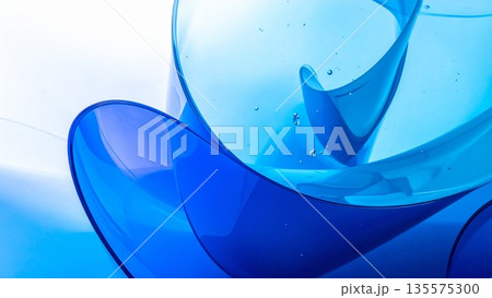清涼感のある抽象的な水のウェーブ 背景素材 イメージ AI生成素材 135575300