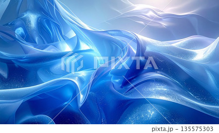 清涼感のある抽象的な水のウェーブ 背景素材 イメージ AI生成素材 135575303