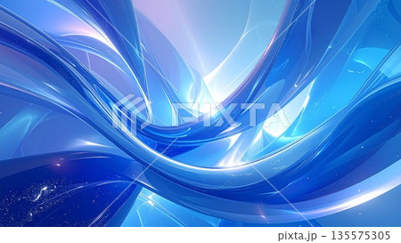 清涼感のある抽象的な水のウェーブ 背景素材 イメージ AI生成素材 135575305