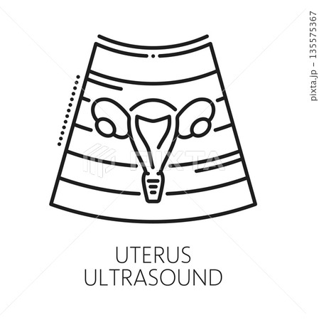 Gynecology uterus ultrasound, birth control medicine line icon. Woman reproductive health outline pictogram, urinary medicine vector icon. Gynecology examination symbol with uterus, MRI screening Gynecology uterus ultrasound, birth control medicine line icon. Woman reproductive health outline pictogram, urinary medicine vector icon. Gynecology examination symbol with uterus, MRI screening 135575367