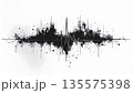 生命力やデータの変動を表現したモノクロの波形イラスト：中央に文字が映えるビジネス・IT向けフレーム 135575398