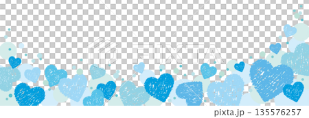 可愛的蠟筆風格心形橫框/藍色 135576257