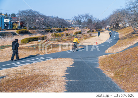 東京都の都市風景 八王子市冬の遊歩道 東京都の都市風景 八王子市冬の遊歩道 135576626