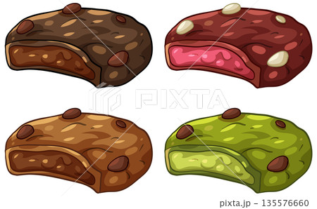 Assorted Vector Cookies with Different Flavors and Nut Toppings 135576660