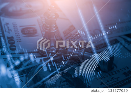 Stock market or forex trading graph and candlestick chart suitable for financial investment concept. Economy trends background for business idea and all art work design. Abstract finance background. Stock market or forex trading graph and candlestick chart suitable for financial investment concept. Economy trends background for business idea and all art work design. Abstract finance background. 135577029