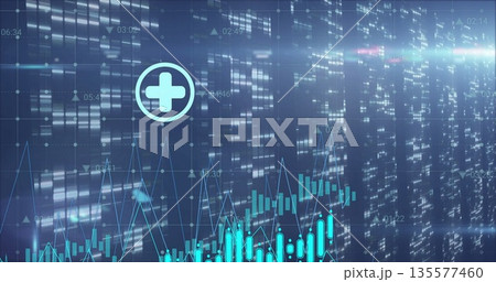 Displaying candlestick chart, line graph on dashboard with timestamped data marker grid plus icon Displaying candlestick chart, line graph on dashboard with timestamped data marker grid plus icon 135577460