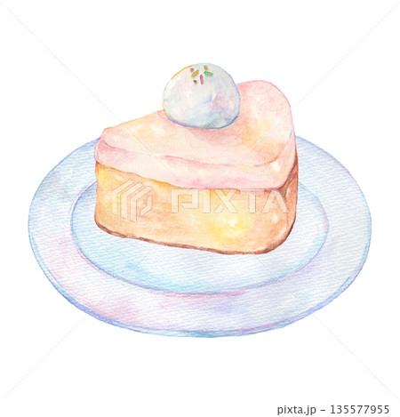 お皿に乗ったチーズケーキ お皿に乗ったチーズケーキ 135577955