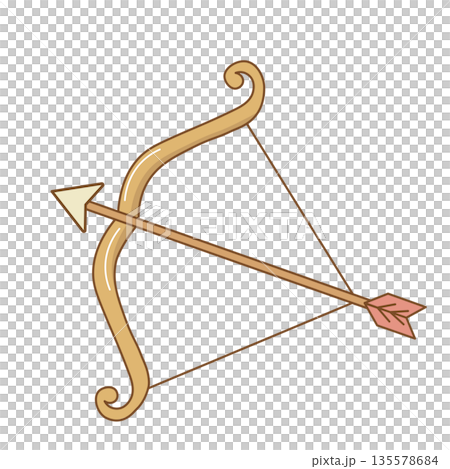 弓箭，箭上帶著一顆心。愛。向量圖 135578684