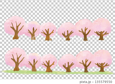 一幅可愛的櫻花樹插圖 135579550