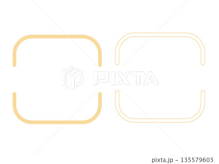 見出しや注釈用の装飾枠・Webデザインや資料作成用パーツ・黄色い角丸な正方形フレームセット 135579603