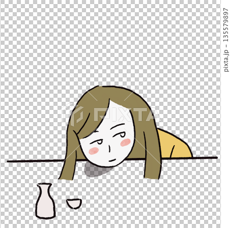 Illustration of a tipsy woman Illustration of a tipsy woman 135579897