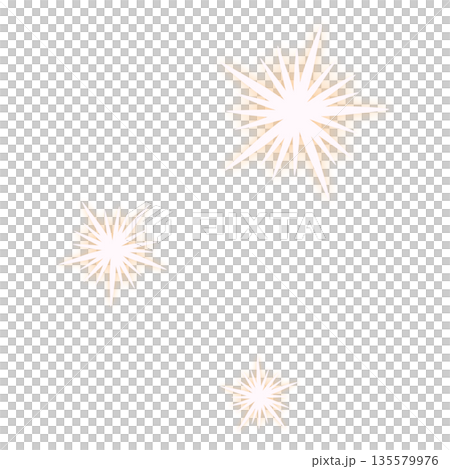 薄いオレンジ色の三つの激しい光 135579976