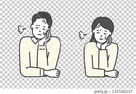 体がだるい男女のイラストベクター素材 体がだるい男女のイラストベクター素材 135580237