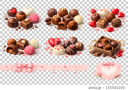 Chocolate assortment illustration set Valentine's Day material 135581103