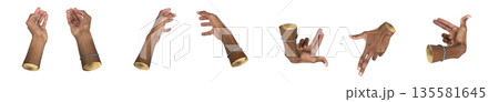 Hand gesture holding or grabbing invisible object. Black skin male using both hands in framing pose Hand gesture holding or grabbing invisible object. Black skin male using both hands in framing pose 135581645