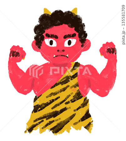 鬼 赤鬼 節分 童話 昔話 キャラクター 上半身 鬼 赤鬼 節分 童話 昔話 キャラクター 上半身 135581709
