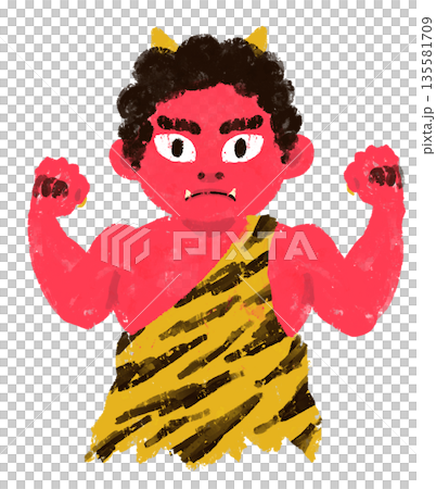 鬼 赤鬼 節分 童話 昔話 キャラクター 上半身 鬼 赤鬼 節分 童話 昔話 キャラクター 上半身 135581709
