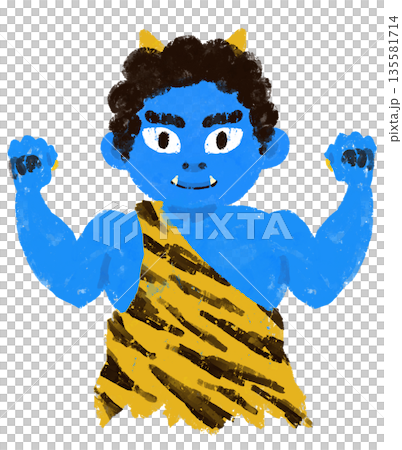 Oni, Blue Oni, Setsubun, Fairy tale, Old tale, Character, Upper body Oni, Blue Oni, Setsubun, Fairy tale, Old tale, Character, Upper body 135581714