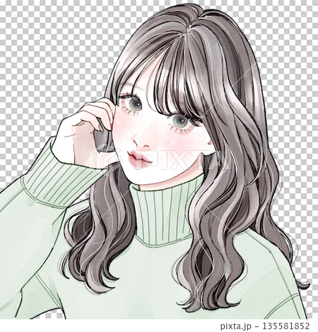 ハートポーズをしている女性 135581852