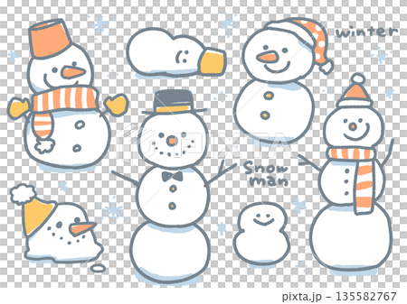雪だるまイラストセット 135582767