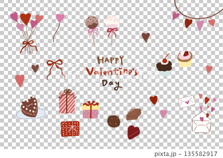 Valentine's Day illustration material set Heart Chocolate Illustration February Sweets Valentine's Day illustration material set Heart Chocolate Illustration February Sweets 135582917