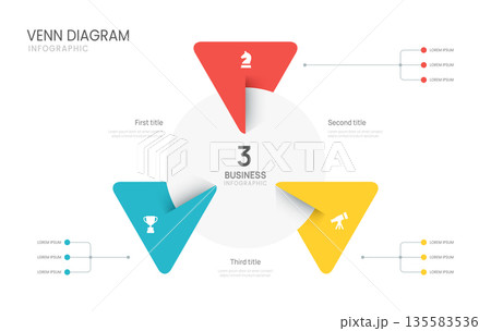 Venn diagram infographic chart template 3 options business presentation. 135583536