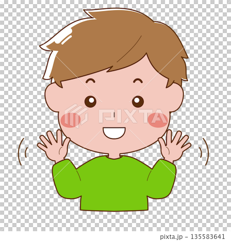 男孩揮舞著雙手 135583641