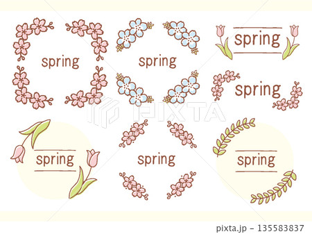 春の花フレームセット 135583837