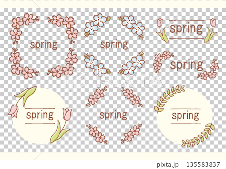 春の花フレームセット 135583837