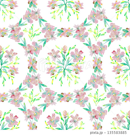 Watercolor Floral Bouquet Seamless Pattern Pink 135583885