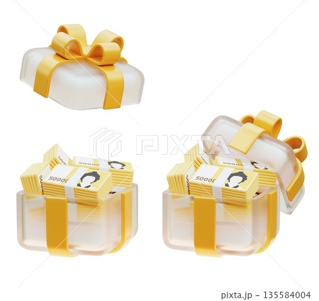 Premium Gift Box Filled with 50,000 South Korean Won Banknotes 135584004