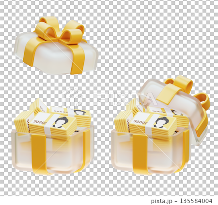Premium Gift Box Filled with 50,000 South Korean Won Banknotes 135584004