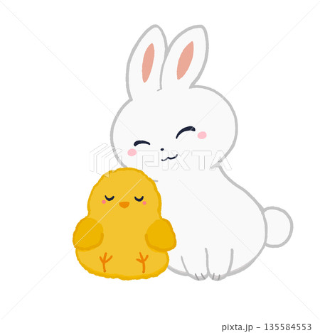 寄り添ううさぎとひよこのアイコン 135584553