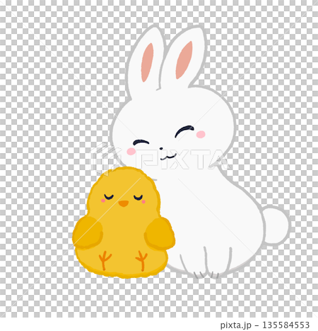寄り添ううさぎとひよこのアイコン 135584553