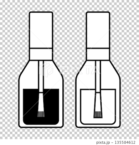 マニキュアのモノクロイラスト 135584612