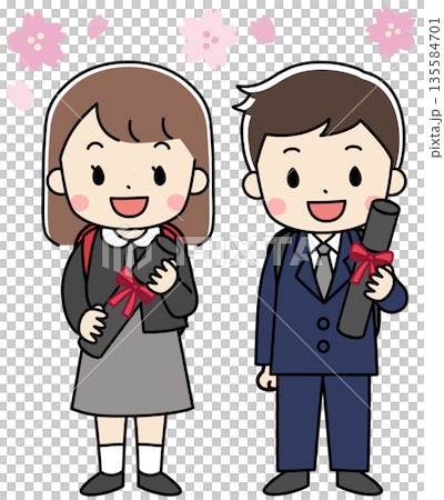 Illustration of children attending a school graduation ceremony 135584701