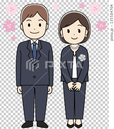 家長參加入學和畢業典禮的插圖 135584704