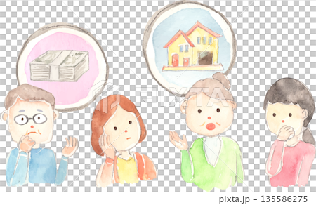 相続について話し合う家族のイラスト　ベクター 135586275