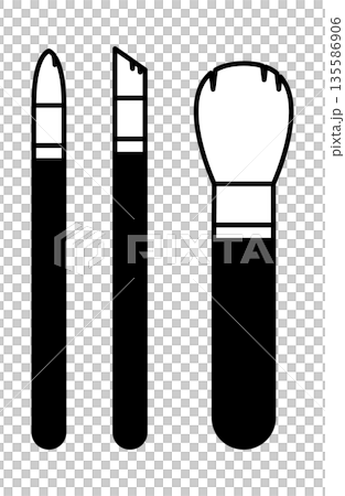 メイクブラシのモノクロイラスト メイクブラシのモノクロイラスト 135586906