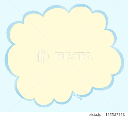 吹き出し 雲形 横長 水色 黄色 吹き出し 雲形 横長 水色 黄色 135587358