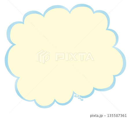 吹き出し 雲形　横長　水色　黄色 135587361