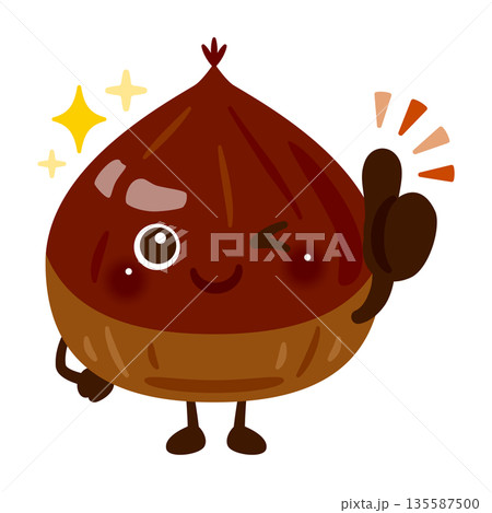 グッドサインを出す栗のキャラクターイラスト 135587500