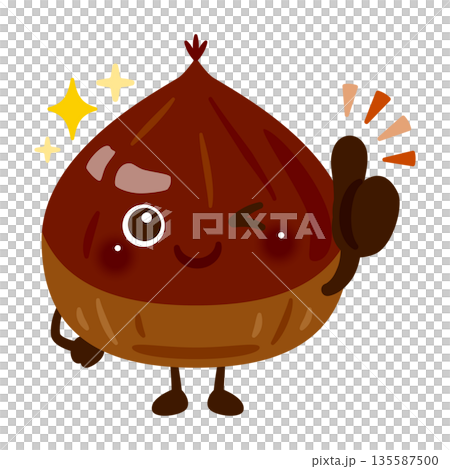 グッドサインを出す栗のキャラクターイラスト 135587500
