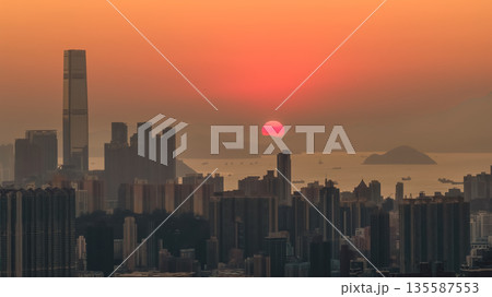 Jan 11 2026 Golden sunset over Kowloon West from Kowloon Peak 135587553