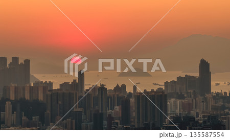 Jan 11 2026 Golden sunset over Kowloon West from Kowloon Peak 135587554